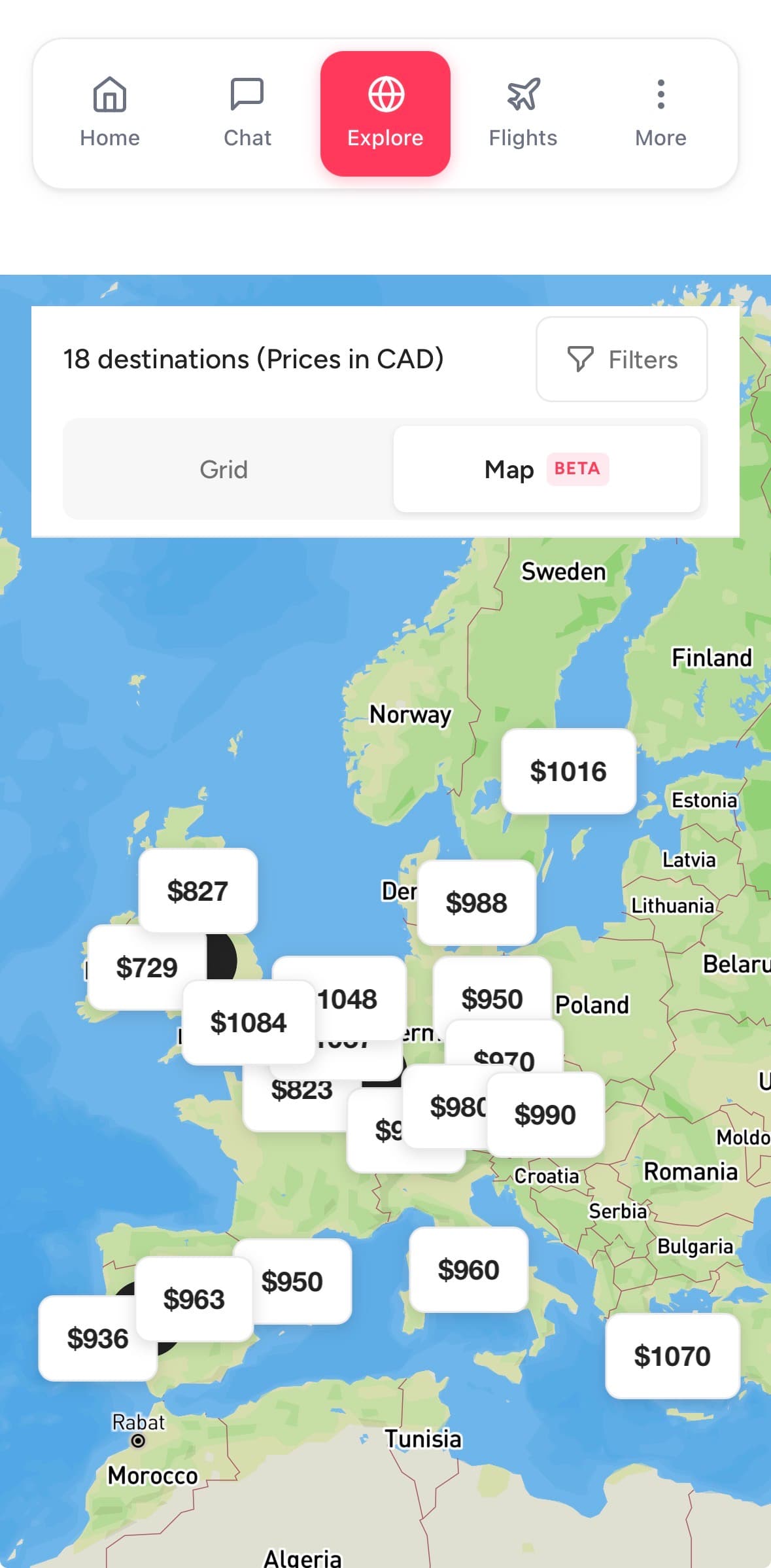 Mobile explore map view